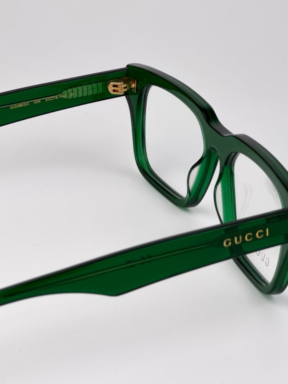 Gucci GG0963O 004 Rectangular Square Eyeglasses Transparent Green NEW AUTHENTIC - Picture 8 of 9